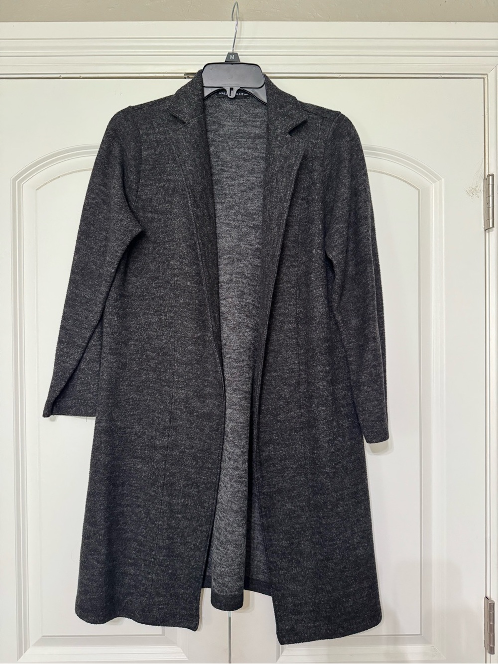 Nally & Millie Charcoal Open-Front Long Cardigan